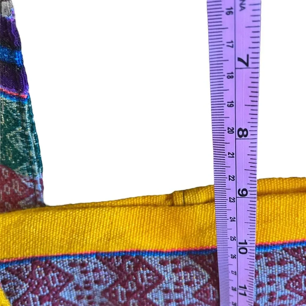 Peruvian Bag Purse Tote Inca Indian Tribal Textile Vintage Yellow Bold Colors